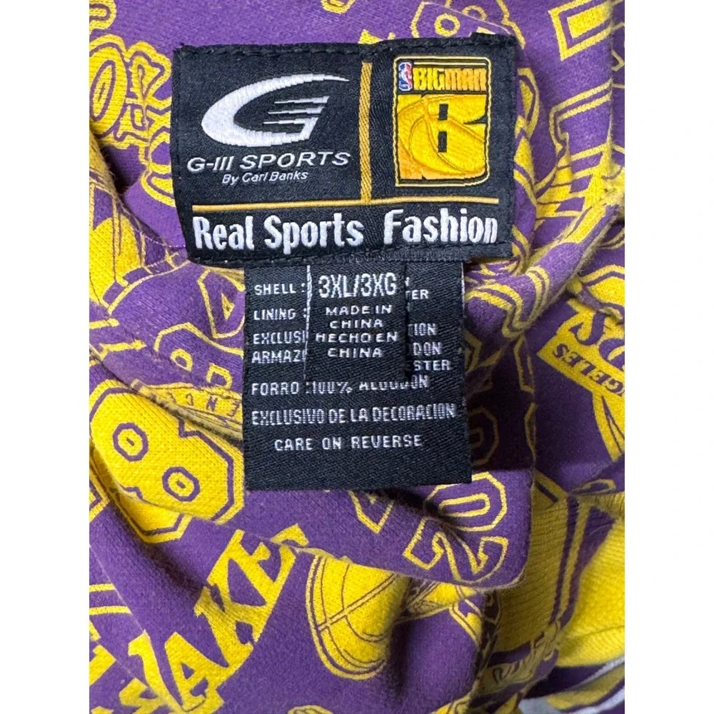 LA Lakers Reversible Jacket Mens 3XL Yellow Purple Waffle Knit Hooded NBA G-III